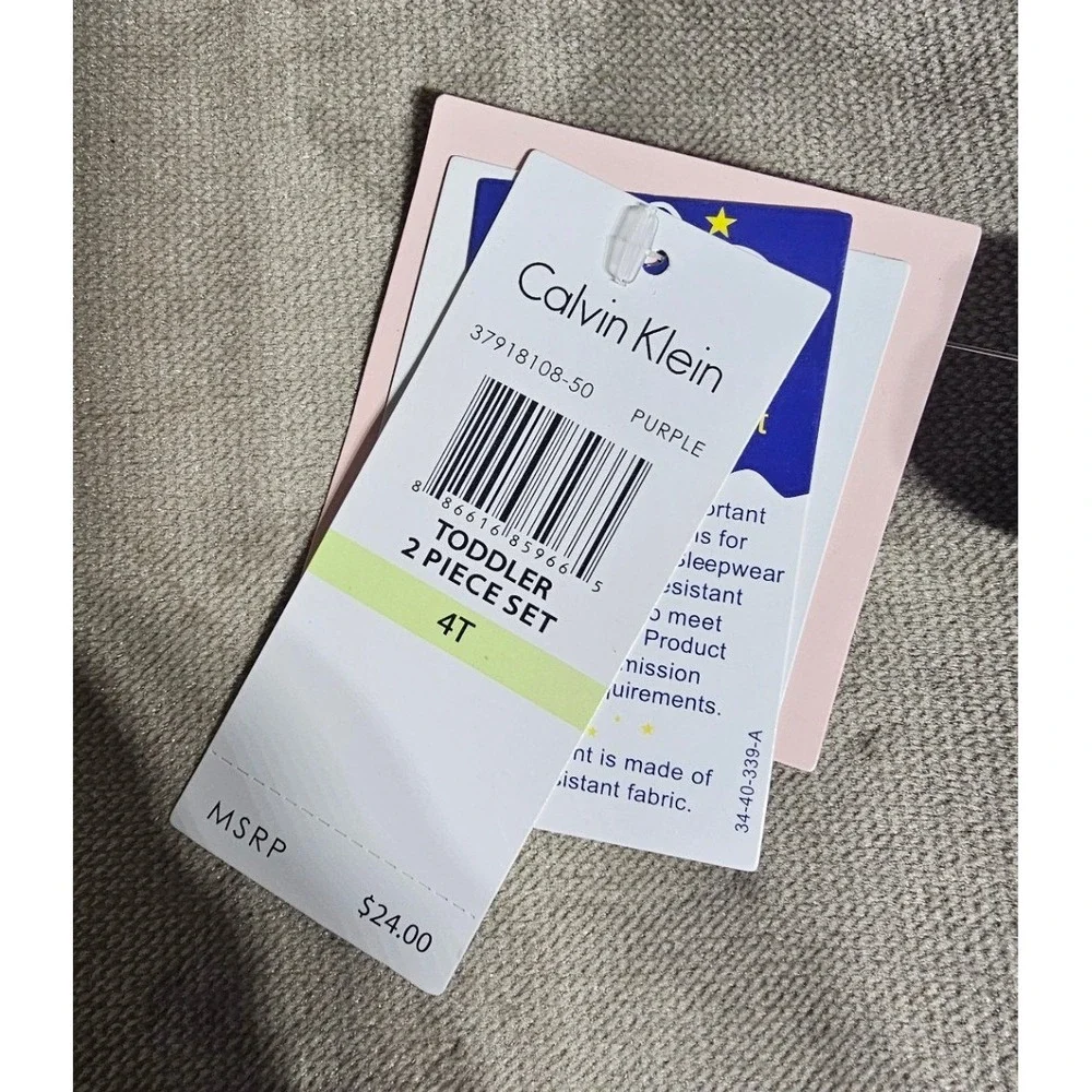 Calvin Klein Toddler Girls 4T Purple Logo Heart Pajama Set 2 Piece 37918108-50